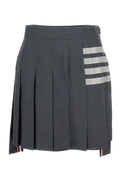 Thom Browne Mini Pleated Skirt In Gray