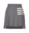 Thom Browne 4-bar Pleated Miniskirt In Grey