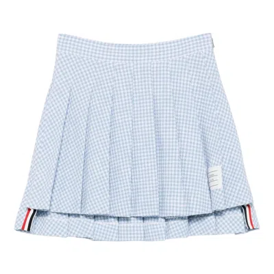 Thom Browne Mini Pleated Skirt In Gingham In White