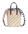 Thom Browne Mini Rwb-stripe Embroidery Tote Bag In Brown