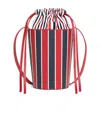 Thom Browne Mini Rwb-stripe Lining Bucket Bag In Red
