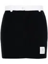 Thom Browne Mini Skirt With Belt Loops And Contrast Waistband In Black