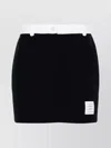THOM BROWNE MINI SKIRT WITH BELT LOOPS AND CONTRAST WAISTBAND