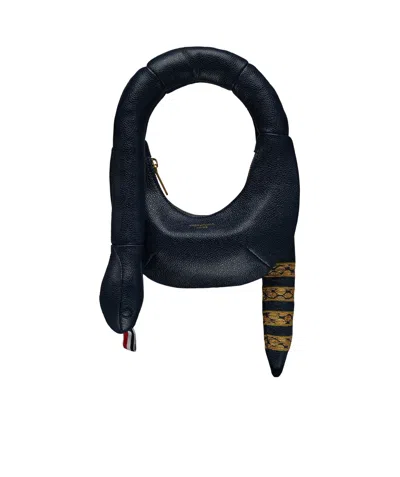 THOM BROWNE THOM BROWNE 4-BAR EMBROIDERED SNAKE-SHAPE SHOULDER BAG