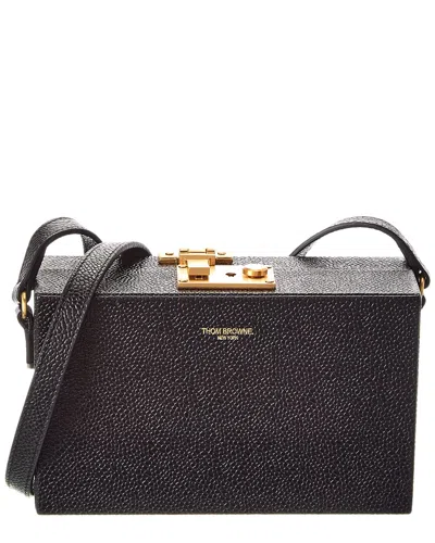 Thom Browne Mini Trunk Leather Clutch In Black