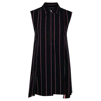 Thom Browne Mini Wide Pleat Sleeveless Shirt Dress Women In Multi