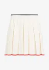 Thom Browne Needle Stitch Wool Pleated Mini Skirt In White