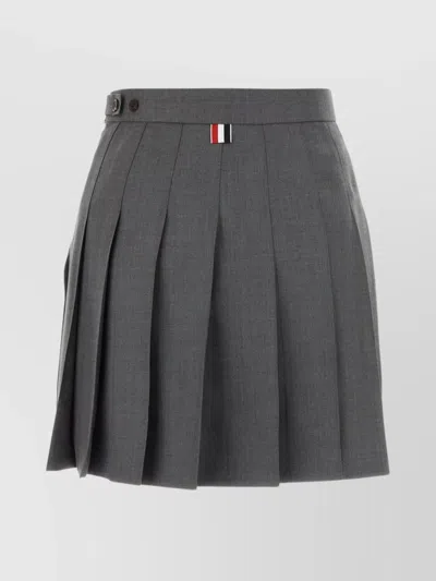 Thom Browne Mini Wool Skirt Strap Adjustable In Gray