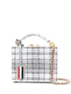 Thom Browne Tartan-tweed Micro Case Cross-body Bag In Grey