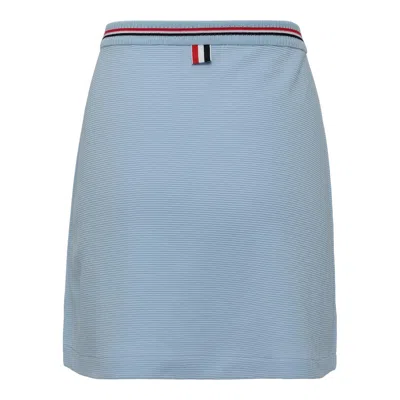 Thom Browne Mini Wrap Skirt In Light Weight Cotton In Blue