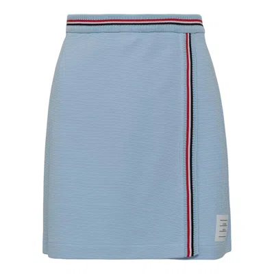 Thom Browne Mini Wrap Skirt In Light Weight Cotton In Blue