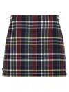 Thom Browne Checked Grosgrain-trimmed Wool-twill Mini Skirt In Red
