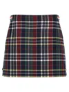 Thom Browne Checked Grosgrain-trimmed Wool-twill Mini Skirt In Red