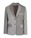 Thom Browne Mix-print Single-breasted Blazer In Gray