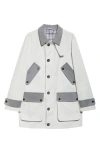 Thom Browne Mixed Media Field Jacket In Grey/white
