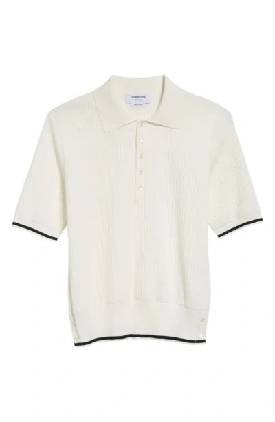 Thom Browne Mixed Stitch Polo In White