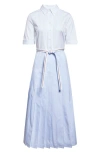 Thom Browne Mixed Stripe Pleated Button-down Shirtdress