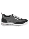 Thom Browne Flannel Sneakers With Iconic Tricolor Detail In Grey