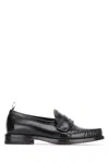 Thom Browne Leather Loafers With Round Toe And Rubber Sole In Black
