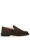 Thom Browne Dark Brown Suede Loafers With Shearling Lining And Tricolor Detail In Brown