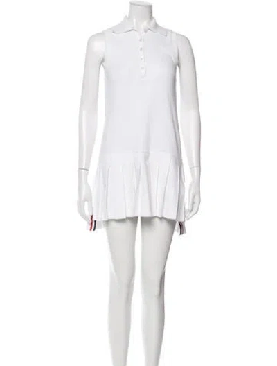 Pre-owned Thom Browne Mock Neck Dress In White