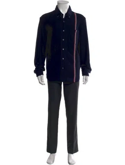 Pre-owned Thom Browne Mock Neck Long Sleeve Cardigan In Blue