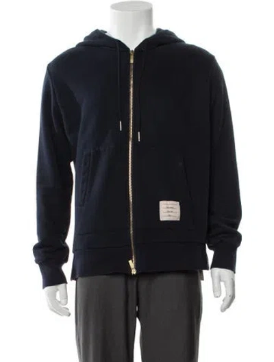 Pre-owned Thom Browne Mock Neck Long Sleeve Cardigan In Blue