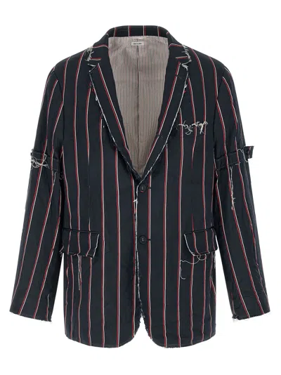 Thom Browne Mogador Blazer Striped Single Breasted Lapels In Blue