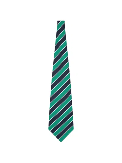 Thom Browne Mogador Striped Tie In Green