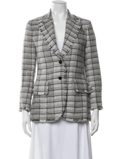 Pre-owned Thom Browne Mohair Plaid Print Blazer In Grey