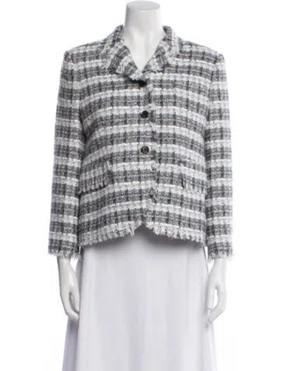 Pre-owned Thom Browne Mohair Plaid Print Jacket W/ Tags In White