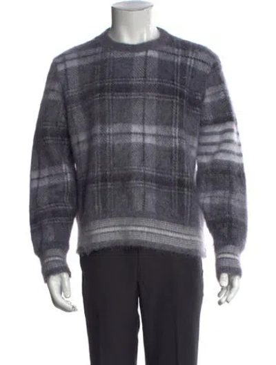 Pre-owned Thom Browne Mohair Plaid Print Pullover In Gray