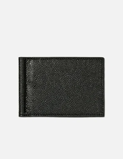 Thom Browne Money Clip Wallet In Black Pebble Grain