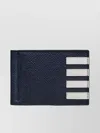 Thom Browne Money Clip Wallet With 4 Bar Stripes In Blue