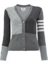 Thom Browne Gray Funmix 4-bar Classic V-neck Cardigan In Black