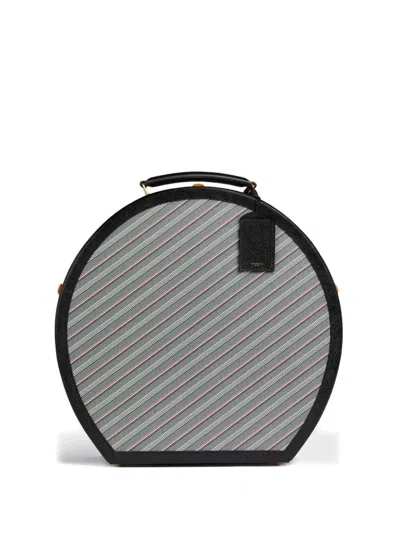 Thom Browne Monogram Hat Box Striped In Gray