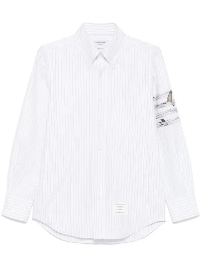 Thom Browne Embroidered-motif Shirt In White