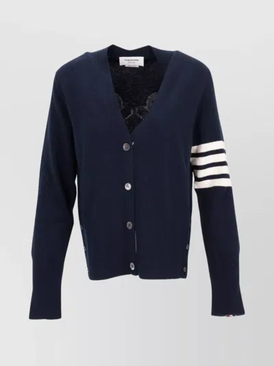 THOM BROWNE MR AND MRS THOM HOLIDAY INTARSIA V NECK CARDIGAN