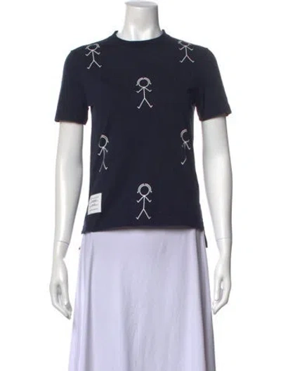 Pre-owned Thom Browne Mrs. Thom Graphic Print T-shirt In Blue