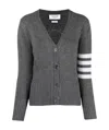 Thom Browne 4-bar Merino Wool Cardigan In Black