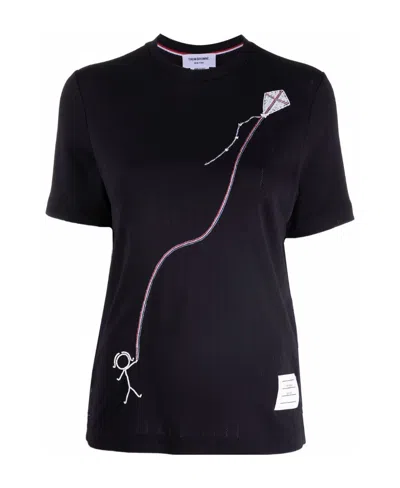 Thom Browne Mrs Thom Kite-embroidered T-shirt In Black