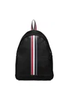 Thom Browne Rwb Stripe Pebbled Leather Backpack In Black