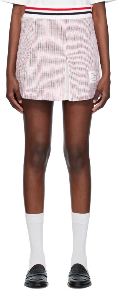 Thom Browne Multicolor Pleated Miniskirt In 960 Rwbwht