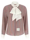 Thom Browne Rwb-striped Silk Blouse In Multi