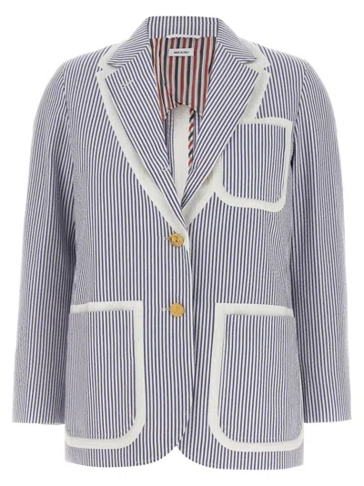 THOM BROWNE MULTICOLOR SINGLE-BREASTED SEERSUCKER BLAZER