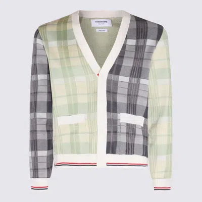 Thom Browne Multicolour Check Cotton Pastel Cardigan In Green