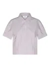 Thom Browne Short Sleeve Stripe Oxford Blouse In Red