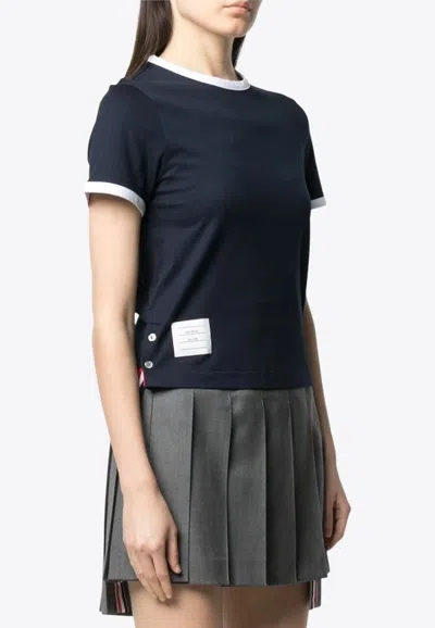 Thom Browne Name Tag Patch Asymmetric T-shirt In Black