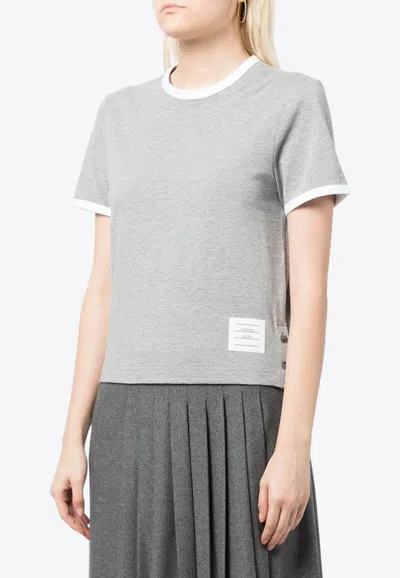 THOM BROWNE NAME TAG PATCH ASYMMETRIC T-SHIRT