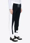 Thom Browne Name Tag Patch Drawstring Track Pants In Blue